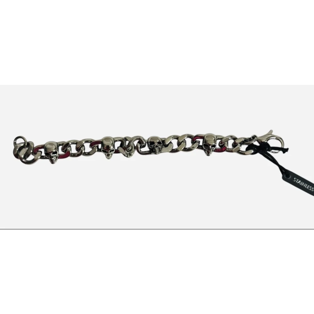 Stone & Steele Stainless Steel Skull Chunky Chain Unisex dark biker bracelet